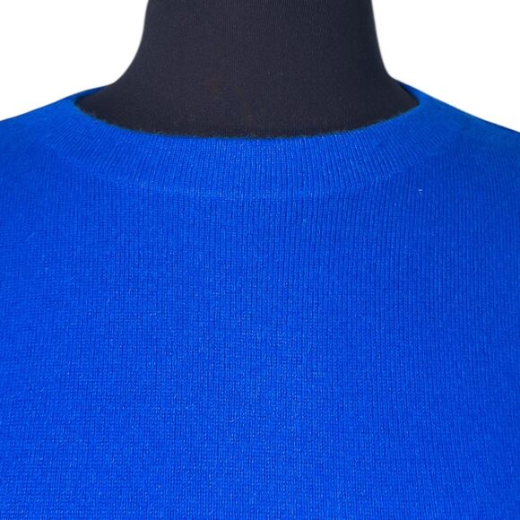 Talbots Women’s Sweater Medium 100% Cashmere Royal Blue 3/4 Sleeve Soft Knit - Picture 4 of 8